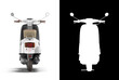 White retro vintage scooter personal transport for busines back view 3d render on white with alpha