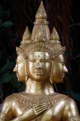 Detail of a Brahma statue in Wat Duang Dee, Chiang Mai. Thailand.