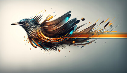 Wall Mural - beautiful illustration of an abstract bird background with colorful splashes, generative ai