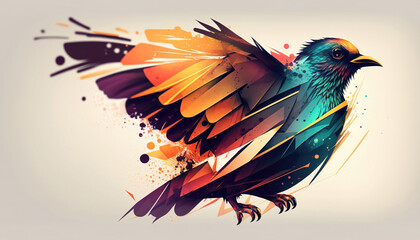 Canvas Print - abstract bird background with colorful splashes, generative ai