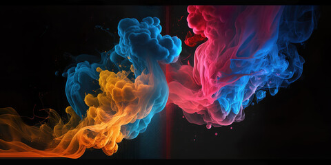 Wall Mural - fire and smoke abstract background, generative ai
