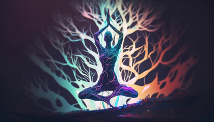Wall Mural - energy flowing around the body, spectral meditation, generative ai
