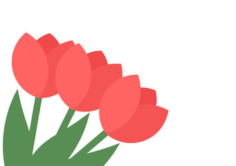 Wall Mural - Red tulips flowers flat design background.
