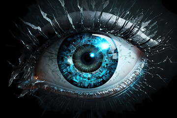 Tech eye. Cyber eye. AI generation