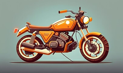 Canvas Print -  an orange motorcycle is parked on a gray background with a light blue background.  generative ai