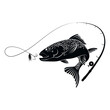 Fish silhouette and fishing rod with reel, design for fishing