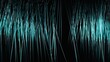 Abstract metallic veins on dark bg, turqoise laser, 3D metallic levitating structure, render futuristic wallpaper, modern illustration, hair texture, design element, visualisation render, deep dark bg