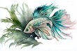 © Claire - betta fish blue and silver watercolor generative ai