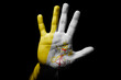 man hand with flag of Vatican in stop sign