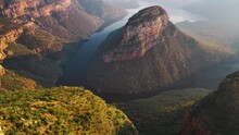 Aerial View Of Blyde River Canyon With Low Clouds, A Natural Attraction With Mountains And Wildlife, South Africa.