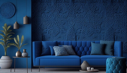 Wall Mural - Royal Blue Living room texture background #4