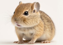 Closeup Of A Baby Gerbil Fat Tail On Isolated White Background. Generative AI