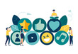© Viktoria Kurpas - social media internet communication, team metaphor, people connecting puzzle elements social networks, chat, video,vector,messages, website, search for friends, mobile web graphics Vector