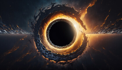 Wall Mural - supermassive black hole in outer space - space wallpaper - generative ai