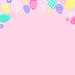 Wall Mural - Abstract Easter background with eggs and flowers. Modern cartoon style for card, poster and banner. Vector illustration