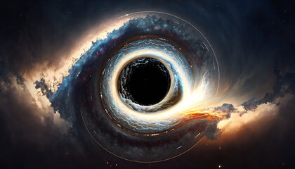 Wall Mural - supermassive black hole in outer space - space wallpaper - generative ai