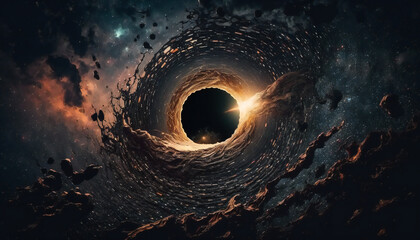 Wall Mural - supermassive black hole in outer space - space wallpaper - generative ai