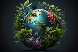 Fototapeta Natura - World environment and earth day concept with globe, nature and eco friendly environment. Ai generated.