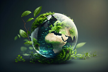 world environment and earth day concept with globe, nature and eco friendly environment. ai generate
