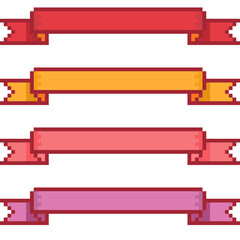 Pixel illustration of ribbon flags in 4 color