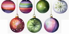 Colorful Christmas Balls Set, Generative Ai