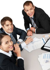 Poster - Smiling Business People at Work - Isolated