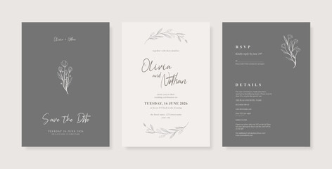 simple wedding invitation template. minimalist wedding card template. trendy modern wedding invitati