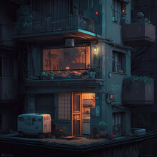 Brutalist Japanese Slum Apartment Captured By 3D Side Camera In High-Resolution Gigapixel Image