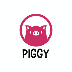 Poster - Cute Pig Piggy Mascot Character Cartoon Round Circle Emblem Logo Vector Icon Illustration