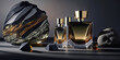 Stylish men's perfume, cologne composition. Generative AI