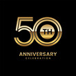 50th Anniversary. Anniversary logo design with double line concept, vector illustration