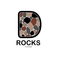 Wall Mural - Letter d with rocks logo template illustration