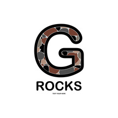 Wall Mural - Letter g with rocks logo template illustration