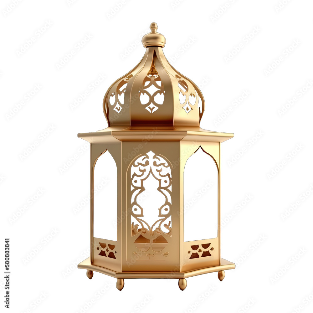 Arabic lamps, gold lantern. Accessories for islamic ramadan. Realistic ...