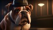 the persistent bulldog detective digital art illustration, Generative AI