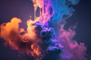 Canvas Print - close up, background of abstract color, and atmospheric smoke. Generative AI