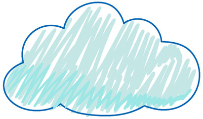 Wall Mural - Blue cloud in pencil colour sketch simple style
