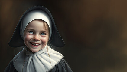 Wall Mural - girl in nun illustration by generative AI
