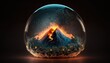© lchumpitaz - Volcano inside a mystical glass crystal ball. Created with Generative AI.