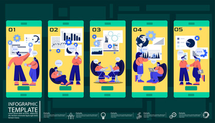 Wall Mural - app screen vector design template. template application  interface with flat illustrations. smartphone, UI,idea and concept think creativity modern  design