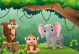 Fototapeta Pokój dzieciecy - Cartoon wild animals in the jungle