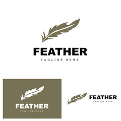 Wall Mural - Feather Logo, Abstract Simple Feather Design, Wing Feather Vector, Pencil Stationery, Simple Icon