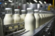 The state-of-the-art dairy factory line bottles and packages delicious milk for distribution. 