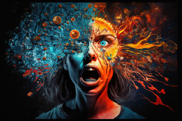 Wall Mural - portrait of a person with a mask hallucination schizophrenia hd wallpaper