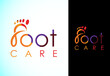 Polygonal foot and care icon logo template, Low poly foot and ankle healthcare