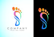 Polygonal foot and care icon logo template, Low poly foot and ankle healthcare