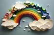 © Anupam - Paper cut style of rainbow and clouds on sky. Summer background. illustration, Generative AI