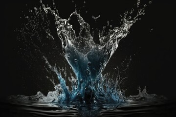 Wall Mural - Isolated water splash on a dark background. Generative AI