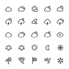 icon set – weather and forecast outline stroke