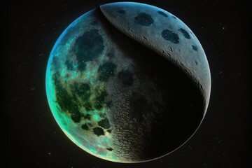 Canvas Print - Waxing Crescent Moon (color). Generative AI